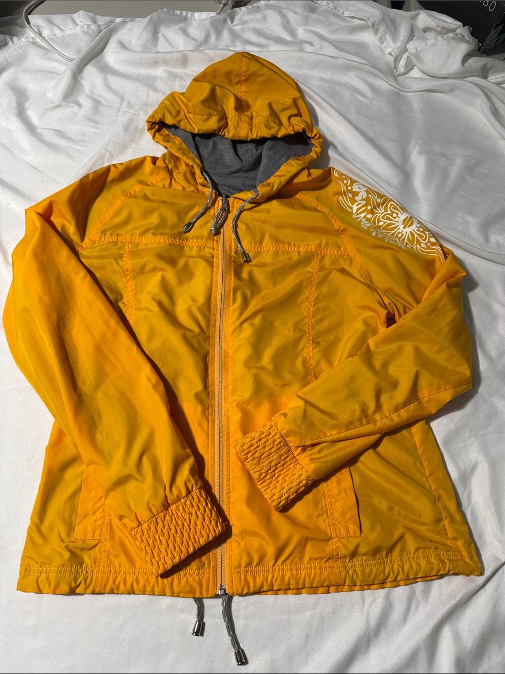 Harley-Davidson Women’s XL Reversible Hooded Jacket Yellow & Gray Streetwear Y2K